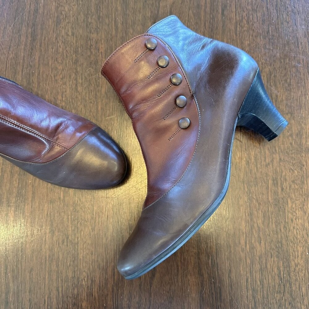 BeautiFeel Valeria Brown Burgundy Leather Ankle Boots Spats Steampunk EU 40